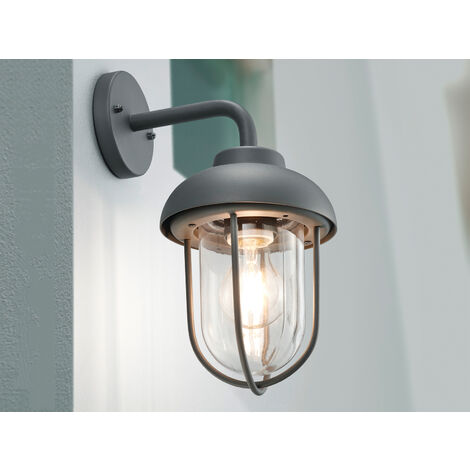 Vintage LED Außenwandleuchte Laterne in Anthrazit, Höhe 33cm