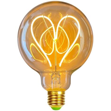 BEIJIYI Vintage LED Bulb, Antique Edison Filament Bulb Dimmerable 4 W, 220/240 V, G95, Heart Shaped Warm Light (Gold)