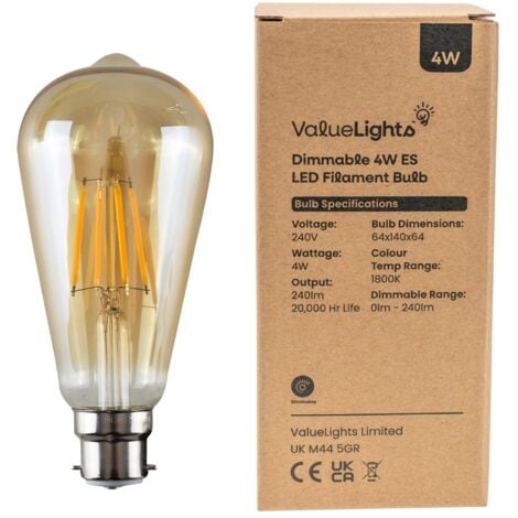 Vintage LED Bulbs Filament Pear Shaped E27 Lightbulb Lamp Amber A+