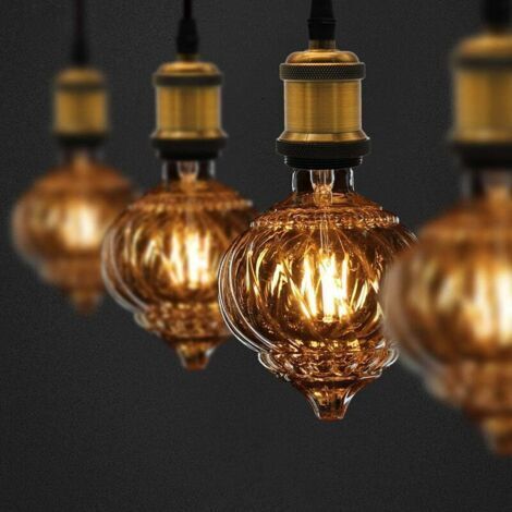 Vintage LED-Glühbirne 4W Warmweiß 2700Kelvin Große Kugel-Kristall-LED-Glühbirne 220/240V Edison-Schraubsockel E27 Spezial-Dekorationsglühbirne G125 (Laterne)