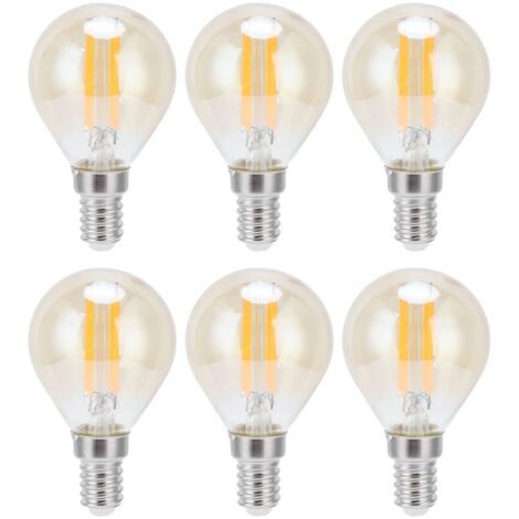 Vintage-LED-Glühbirnen mit Goldfaden, G45, 4 W, 2700 K, E14, 6 Stück, Klarglas, warmweiß, 220–240 V
