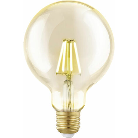 EGLO Vintage Leuchtmittel E27 Vintage Glühbirne LED Retro Filament Leuchtmittel, Glas klar, 4 Watt 320 Lumen 2200 Kelvin warmweiß, DxH 9,5x13,5 cm