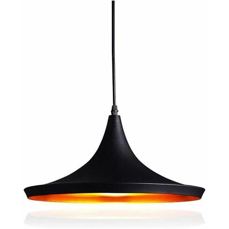 Vintage Lustre Suspension Industrielle forme Instrument de Musique E27 Noir Or