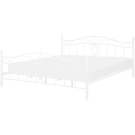 Vintage Metal EU Super King Size Bed Frame 6ft Bedroom White Antlia