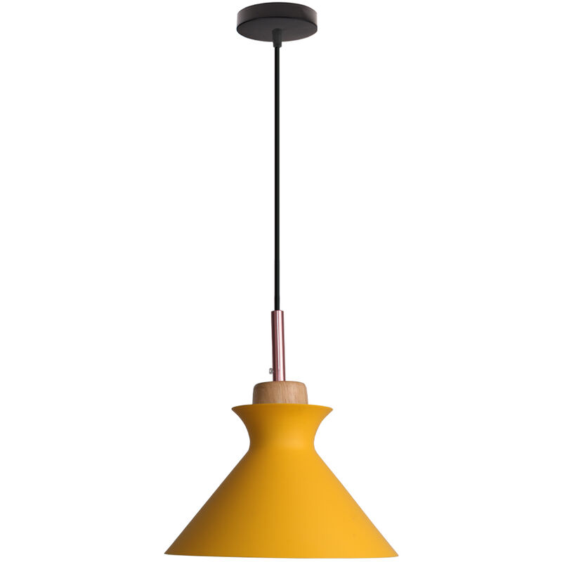 Wottes - Vintage Metal Industry Pendant Light Fixture Creative Decoration Iron E27 Chandelier (Yellow) - giallo