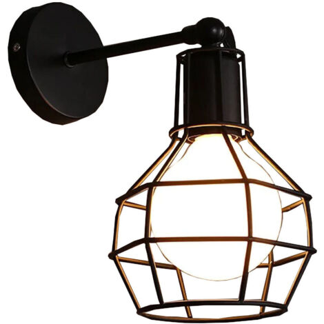 Vintage-Metallkäfig für Wandlampe im Industriestil – Lampenschirmhalter für den Flur
