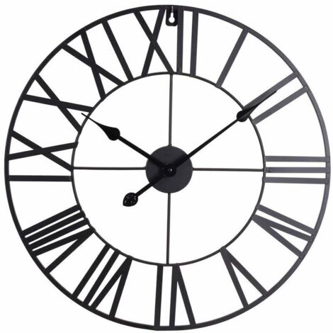 Vintage-Metalluhr mit römischen Ziffern, Ø 47 cm
