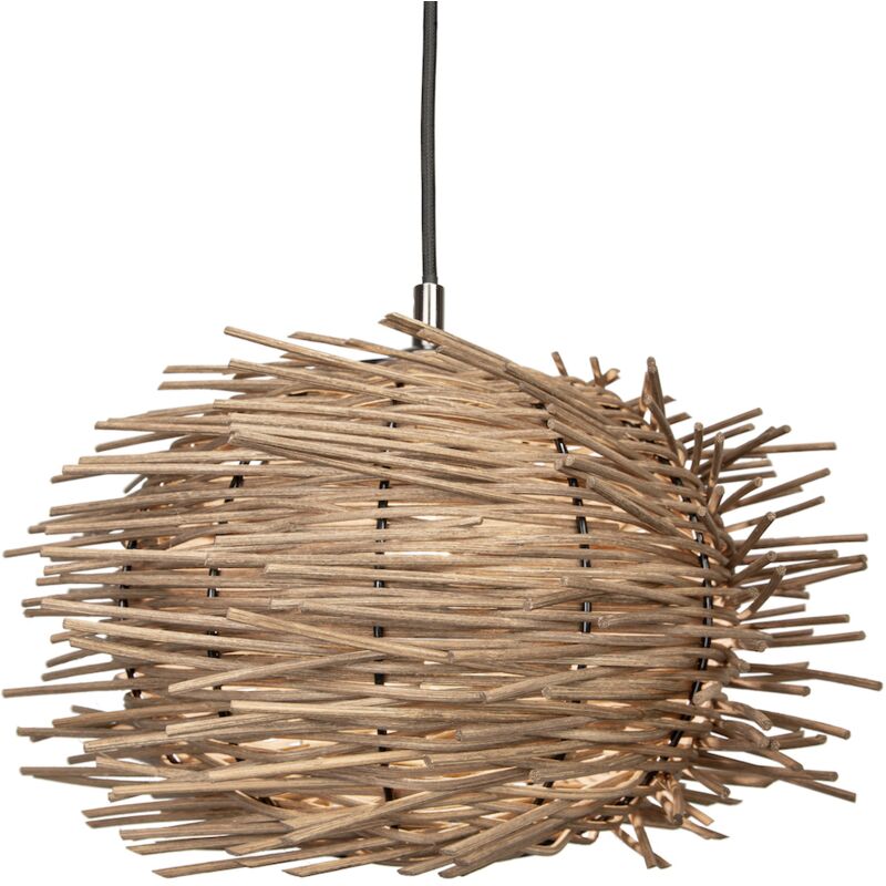 Vintage Nest Designed Natural Brown Rattan Wicker Ceiling Pendant Light Shade by Happy Homewares
