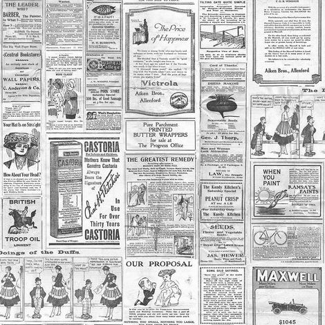 Vintage Newspaper Wallpaper Retro Old Adverts Black Cream Paste Wall 