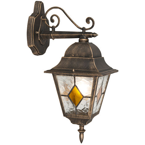 QAZQA Vintage Outdoor Wall Lantern Bronze - Antigua Down