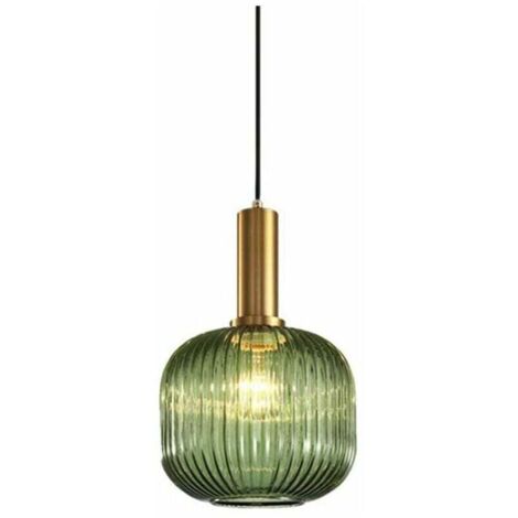 Vintage-Pendelleuchte im Industrie-Stil, moderner Retro-Stil, Glasschirm mit poliertem Messingständer, Energieeffizienzklasse A++