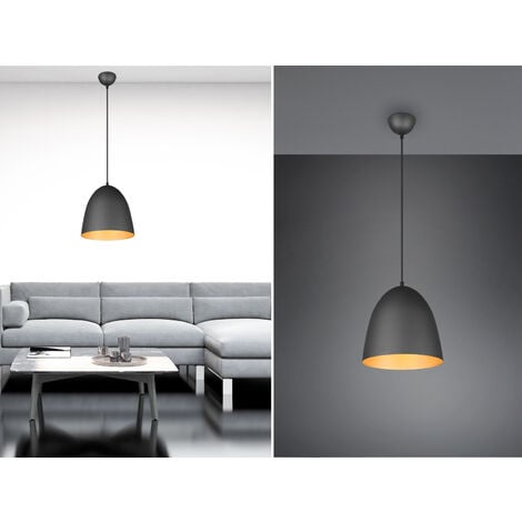 TRIO LIGHTING Vintage Pendelleuchte TILDA einflammig Metall Schwarz innen Gold Ø 25cm