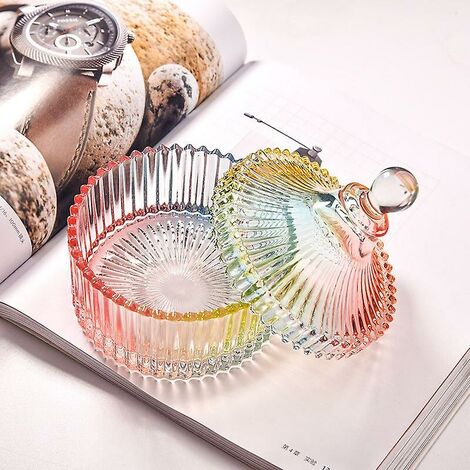 Vintage pot en verre coloré et couvercle transparent réservoir de stockage maison cuisine table décoration Noël bonbons pot frais en conserve