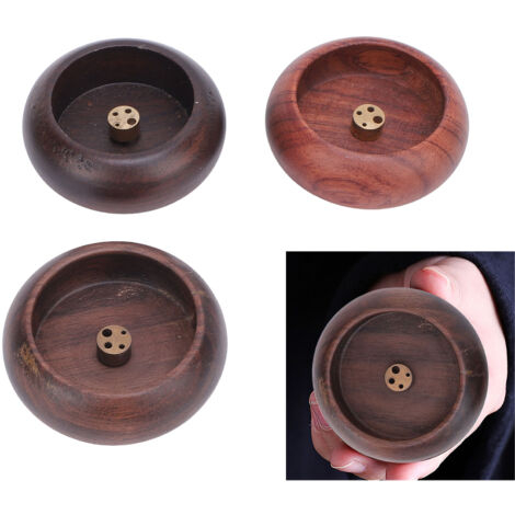Vintage Räucherkegelhalter aus Walnuss, Rosenholz und Ebenholz – 3er-Set – Wohnaccessoires