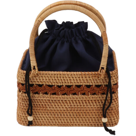 Vintage-Rattan-Tasche für Damen, rustikaler Flechtkorb, elegante Aufbewahrungstasche aus Weide