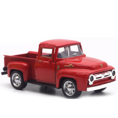 Vintage Red Truck Decor 1:32 Red Metal Pickup Truck Car Model Christmas Decorations for Desktop and Bookshelf