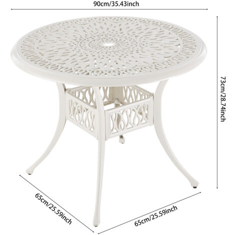 Vintage Round Cast Aluminum Garden Bistro Table,White