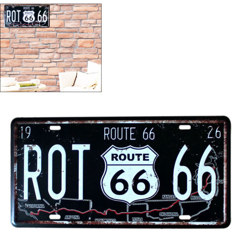 Vintage Route 66 USA Metallschild - Wanddekoration für Garage, Bar oder Wohnzimmer