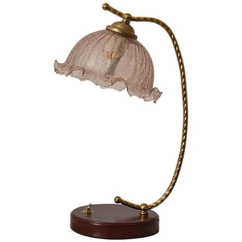 Vintage Rural Lampe De Table Abat-Jour en Verre Atmosphère Lampes De Table en Fer Plaqué Corps Lampe De Table pour Salon Chambre Commode De Chevet E27