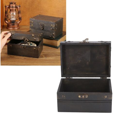 Vintage Schmuckkästchen-Organizer, Holzwerkstoff, Grau, 15,5 x 11 x 9 cm mit Fächern