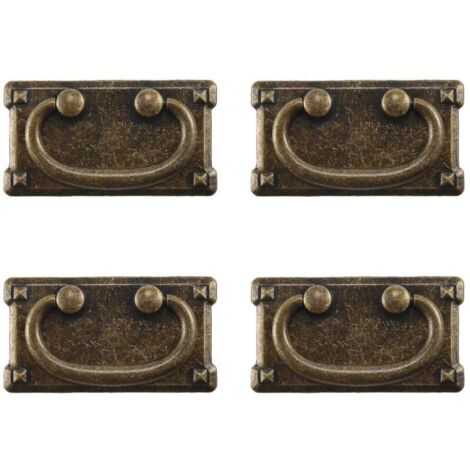Vintage Schubladengriffe aus antiker Bronze, 4 Stück, Ringgriffe, Schranktürgriffe zur Dekoration