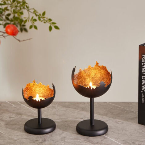 Vintage schwarzer Kerzenständer, Kerzenständer aus Eisen für den Esstisch, dekorativer Kerzenständer für Wohnzimmer mit klassischem Design und robustem Material für Aromatherapie-Kerzen (klein)