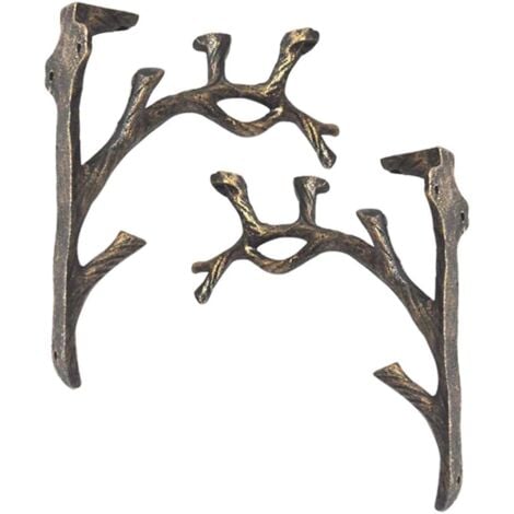 Vintage Shelf Brackets (2pcs), Cast Iron Square Branch Shape Shelf, Make the Old Craft, Creative Decorative Triangle Bracket, Wall Mounted Bookshelf, Flower Stand