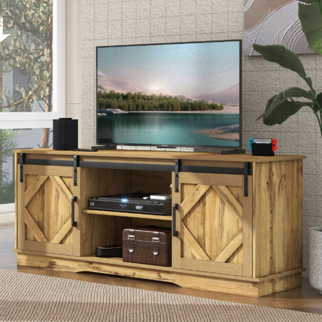 Vintage-Sideboard, TV-Schrank mit 2 klassischen Schiebetüren, verstellbaren Regalen für Wohnzimmer und Esszimmer, 150 x 40 x 60 cm (L x B x H)
