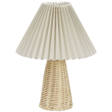 Vintage skandinavische LED-Tischleuchte mit Rattanfuß und sanftem Licht für Schlafzimmer und Büro