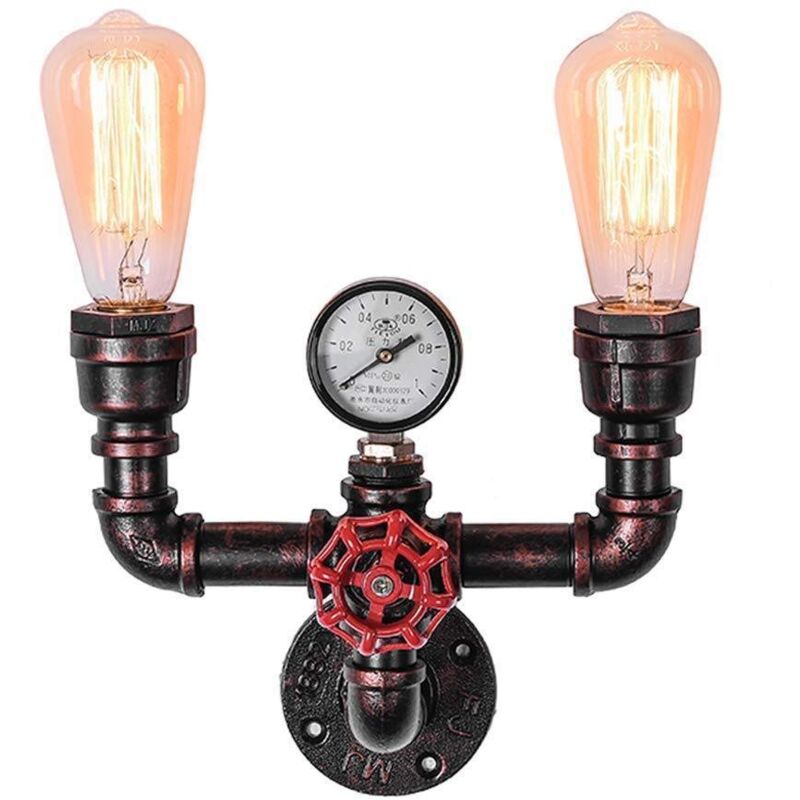 Vintage Steampunk Appliques Murales Rustique Tuyau D'eau Applique Industrielle Applique Murale pour Cafe Bar Décoration,E27 (non inclus) (Color : H)