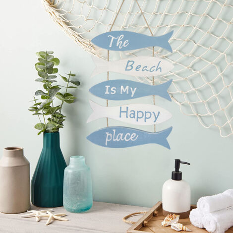 Vintage-Stranddeko „Der Strand ist mein Lieblingsplatz“ – Dekoratives Holzschild mit Flip-Flop-Motiv im maritimen Stil für Zuhause oder Badezimmer – 23,5 x 43 cm