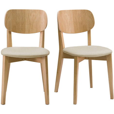 Vintage-Stühle Eichenholz und beige Sitzfläche (2er-Set) LUCIA