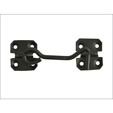 Vintage Style 4" Black Galvanised Cabin Hook and Eye Garden Gate Lock Shed Door Latch Catch with Fittings (4")