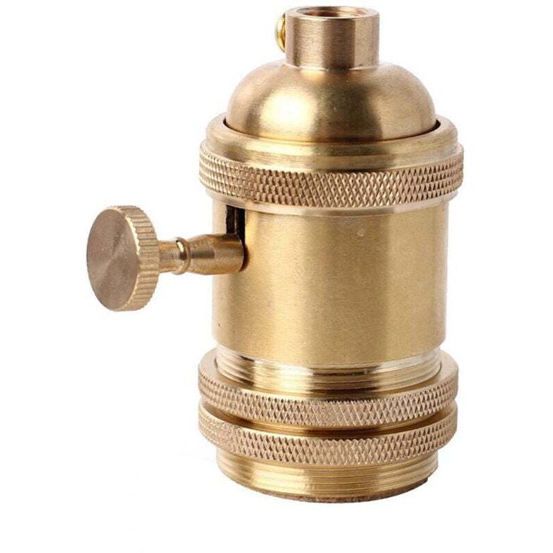 Vintage Support pour AmpouleE26 E27 Douille Culot de Lampe Avec Interrupteur en Cuivre Laiton Couleur Cuivre（dorée）