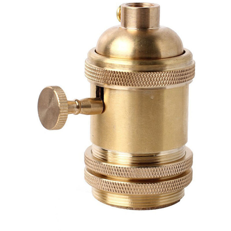 Vintage Support pour AmpouleE26 E27 Douille Culot de Lampe Avec Interrupteur en Cuivre Laiton Couleur Cuivre（dorée）