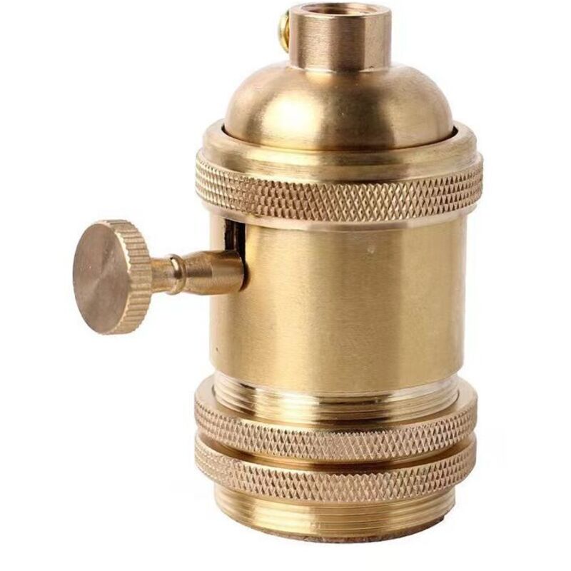 Vintage Support pour AmpouleE26 E27 Douille Culot de Lampe Avec Interrupteur en Cuivre Laiton Couleur Cuivre（dorée）