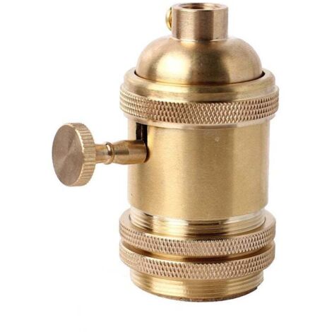 Vintage Support pour AmpouleE26 E27 Douille Culot de Lampe Avec Interrupteur en Cuivre Laiton Couleur Cuivre（dorée）