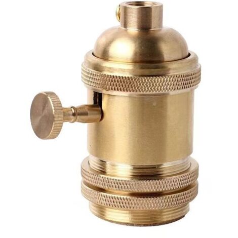 Vintage Support pour AmpouleE26 E27 Douille Culot de Lampe Avec Interrupteur en Cuivre Laiton Couleur Cuivre（dorée）