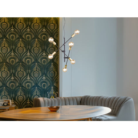 Vintage Suspension 6 verstellbare Lichter Cross Matt Black Trio Lighting