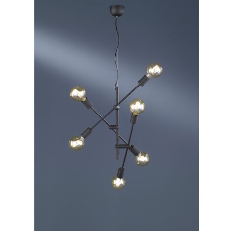 Vintage Suspension 6 verstellbare Lichter Cross Matt Black Trio Lighting