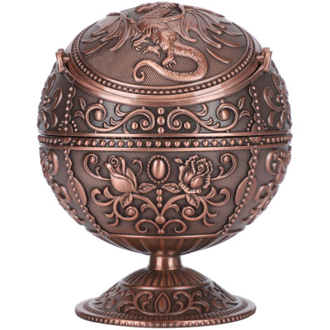 Vintage Tellurion-förmiger Aschenbecher mit Drachenmotiv aus Zinklegierung, Anti-Ventilations-Wohndekoration