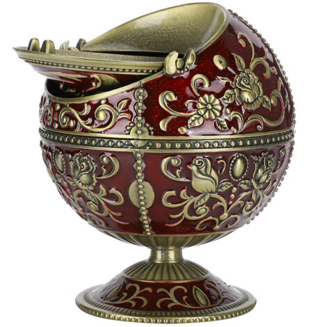 Vintage Tellurion-förmiger Aschenbecher mit Drachenmotiv aus Zinklegierung, winddichter Deckel, handgefertigte Wohndekoration