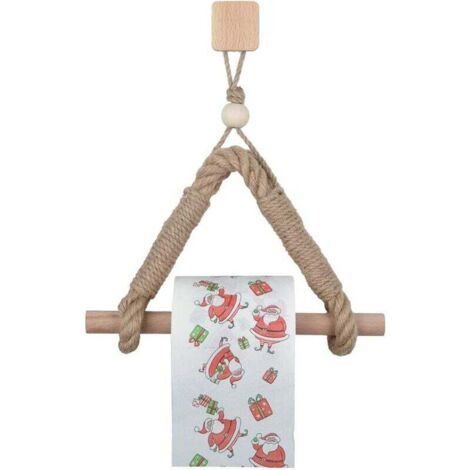 Vintage Toilettenpapierhalter aus Hanfseil und Holz, Badezimmer-Toilettenpapierhalterleiste - Quadratisch