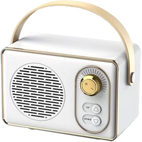 Vintage tragbarer Bluetooth-Lautsprecher – Klarer Klang, kompakt für Zuhause, Reisen und Outdoor-Aktivitäten – Weiß
