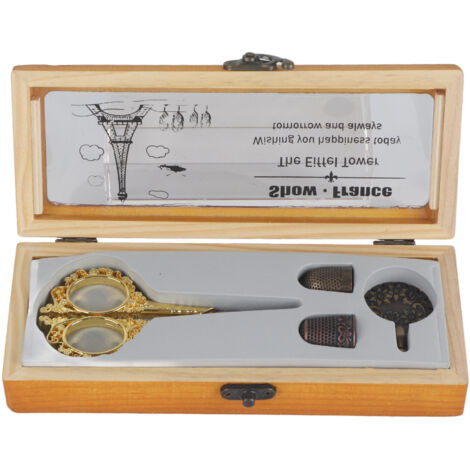 Vintage-Trageschere mit Fadenabschneider und Metallfingerhüten