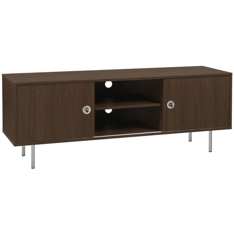 Sweeek - Vintage Tv-möbel Mit Holzdekor Und Edelstahl, 2 Türen, 140cm
