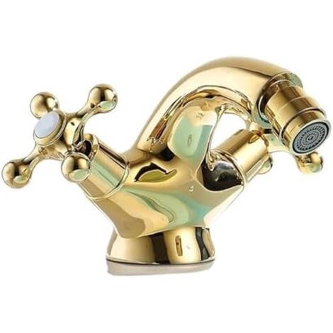 Vintage two-handle ceramic bidet faucet, brass deck-mounted – Classic style