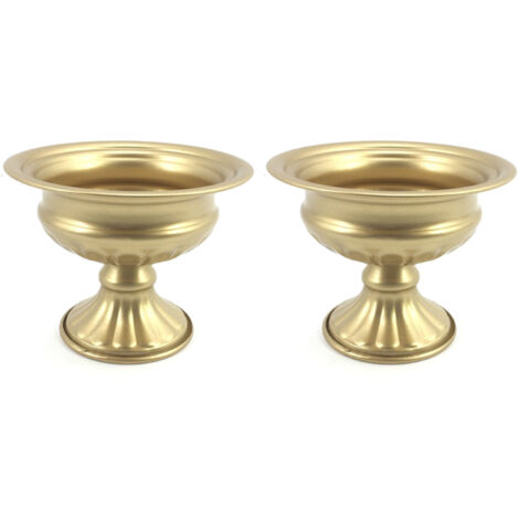 Vintage-Vasen aus goldfarbenem Metall, 2-teiliges Set, Champagnerflöten-Stil, Retro-Dekor für Hochzeiten, Büros und moderne Ordnung