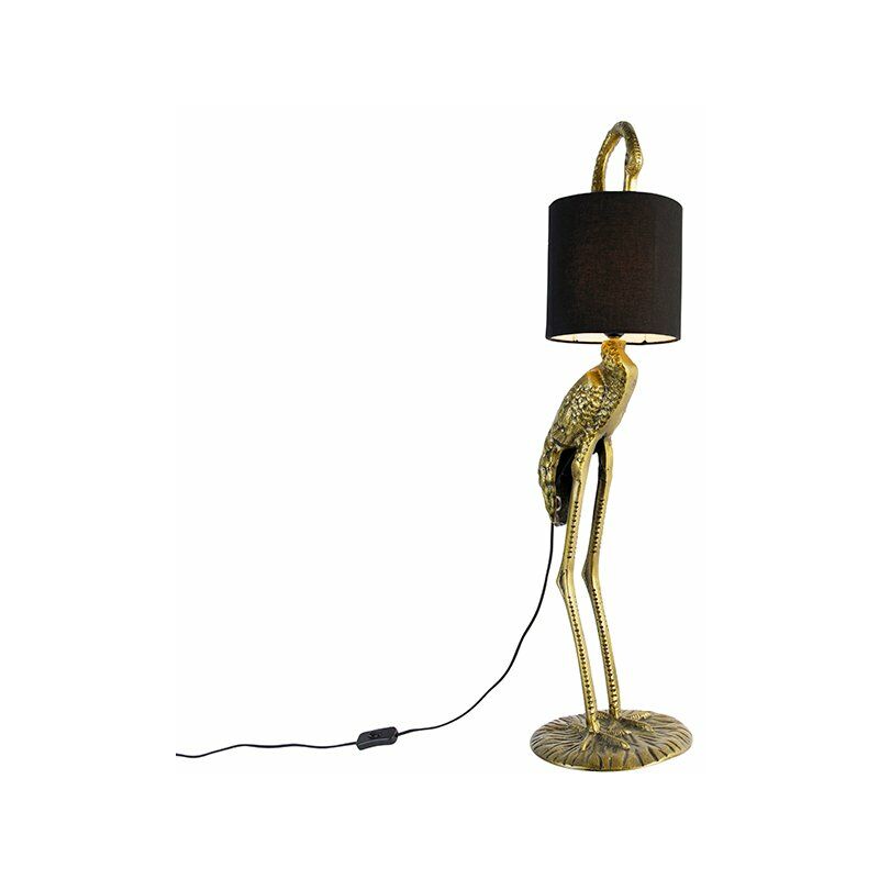 Qazqa - animal-fl - Lampadaire avec Abat-Jour - 1 lumière - h 965 mm - Noir et Or - Rustique - éclairage intérieur - Salon i Chambre i Cuisine i