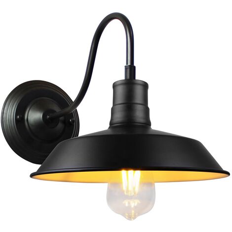 Vintage Wall Lighting Fitting Industrial Metal Wall Sconce Fixtures Wall Lamp with Black Lampshade for Indoor Outdoor